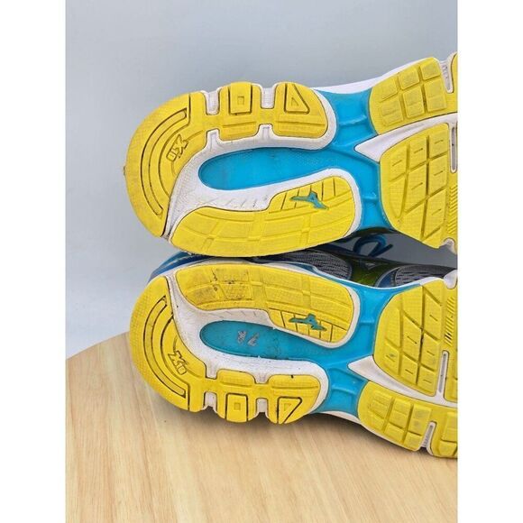 Mizuno WAVE INSPIRE 13 womens Running Shoes Blue Yellow Silver Gray size 9 - Picture 8 of 10